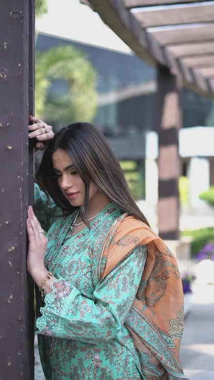 Munira Designers - Green & Orange