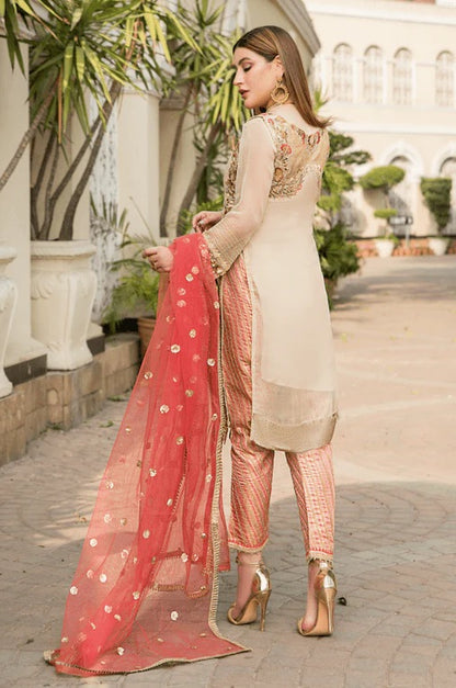 Khuda Baksh - Beige with Peach Dupatta